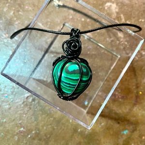 Reversible Malachite Heart Stone Necklace